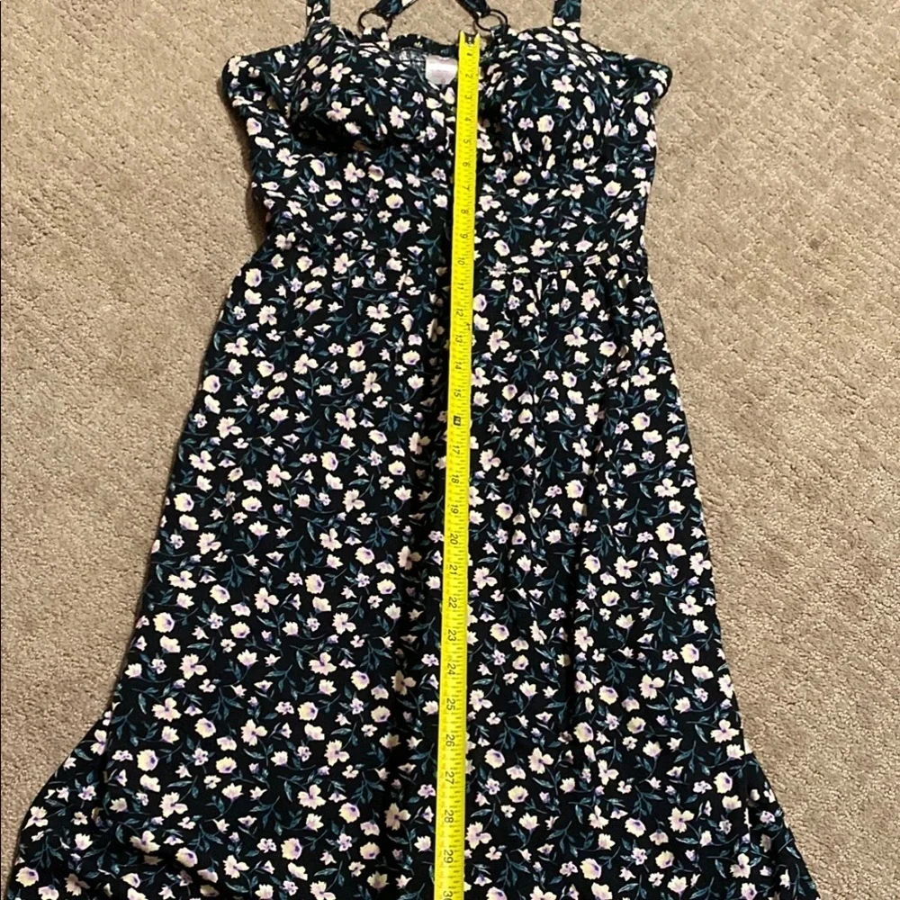 Floral Midi Dress with Smocking & Crisscross Back Size 7/9 Summer Stretch